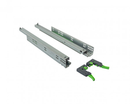 Комплект направляющих Soft-Close скрытого монтажа Firmax Smartline, L=400мм, полного выдвижения, для ЛДСП 16 мм с доводчиком, (2 направляющие + 2 крепления)